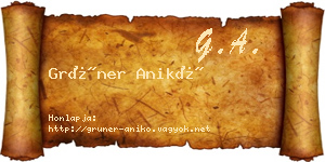 Grüner Anikó névjegykártya